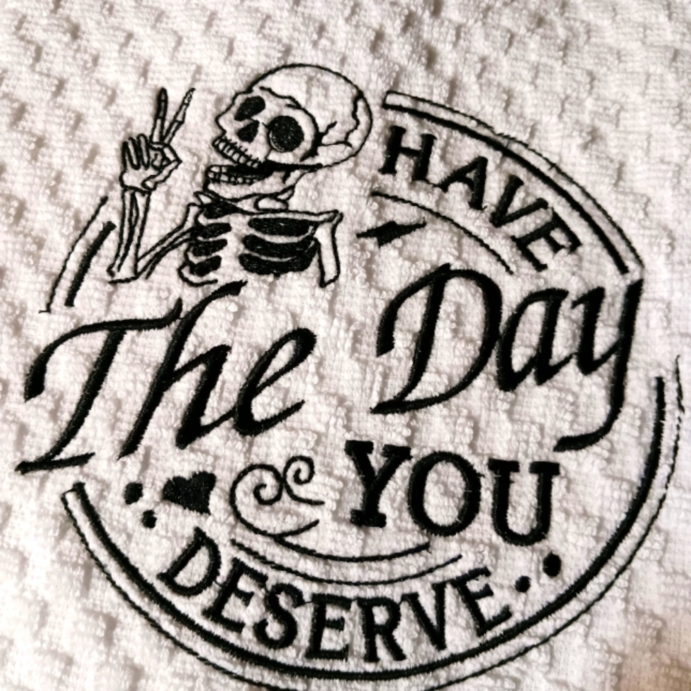 Embroidered  Waffle Towel